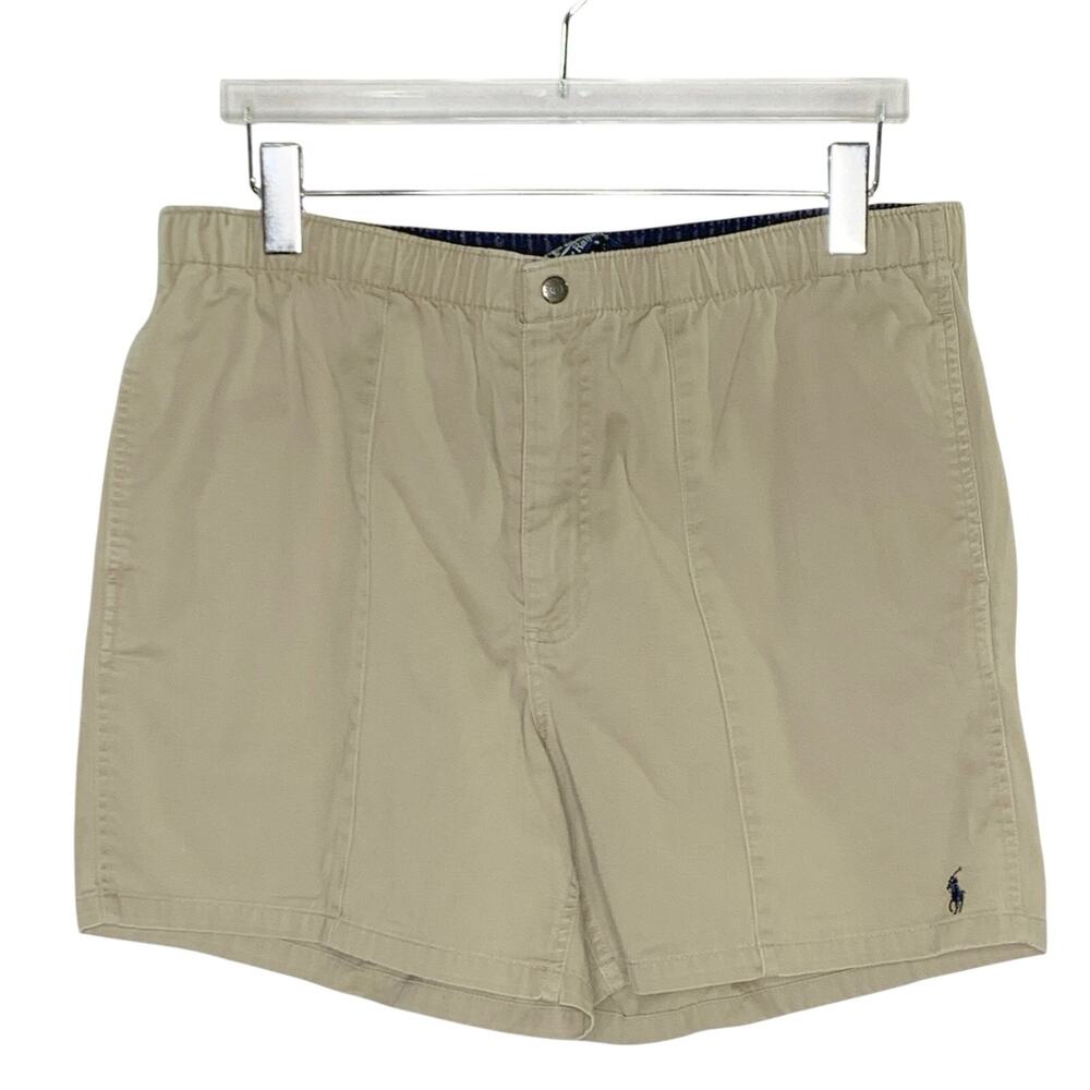 Polo Ralph Lauren Mens Khaki Shorts M Pull on Inner Drawstring Cotton Preppy